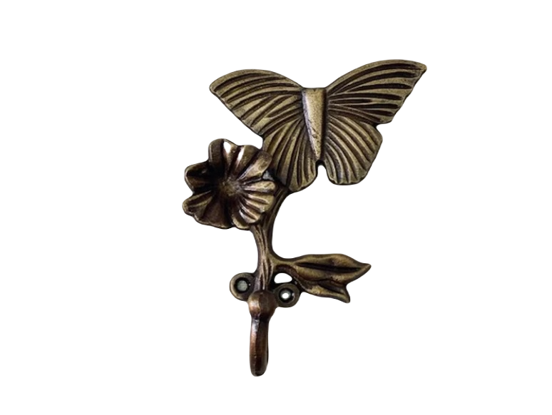 PERCHA MARIPOSA 1 FLOR BRONCE