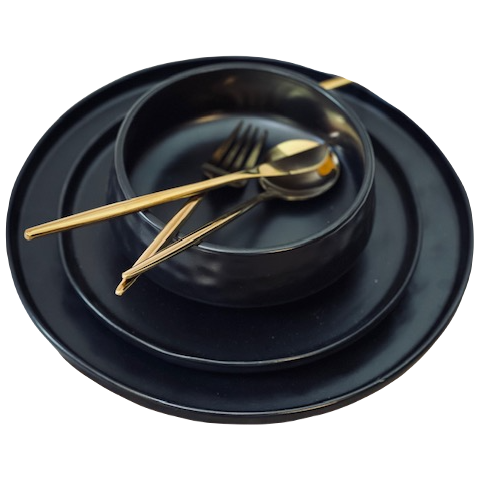 Vajilla 4 personas Black